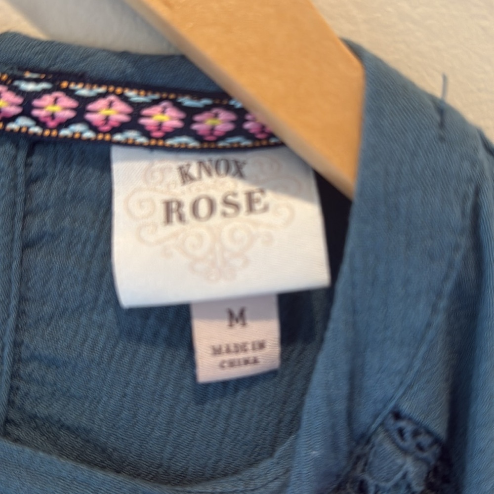 Knox Rose Dark Teal Blue Sleeveless Tiered Tank Size M - Picture 3 of 6